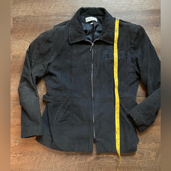 CHARLES KLEIN black cotton corduroy zip jacket fitted women’s bomber 80s vintage - Picture 9 of 13